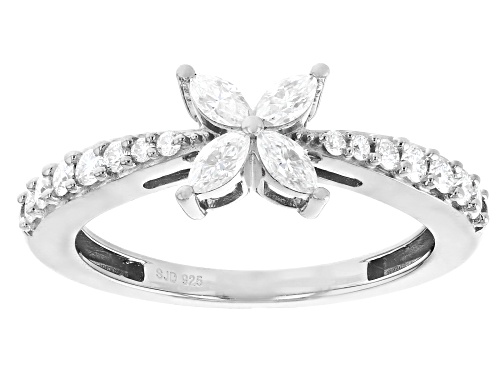 Pre-Owned MOISSANITE FIRE® .60CTW DEW MARQUISE AND ROUND BRILLIANT PLATINEVE® RING - Size 8