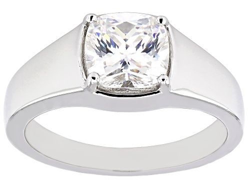 Pre-Owned 3.25ct Square Cushion Strontium Titanate Rhodium Over Sterling Silver Solitaire Ring - Size 11
