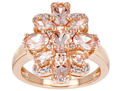 Pre-Owned 2.00ctw Morganite With 0.09ctw White Zircon 18k Rose Gold Over Sterling Silver - Size 8