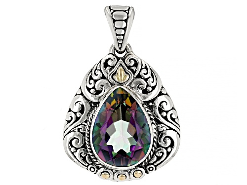 Pre-Owned Artisan Collection of Bali™ 6.20ct Magic Green™ Quartz Sterling Silver & 18K Gold Scroll P