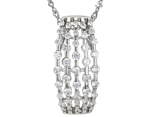 Pre-Owned Bella Luce® 2.35ctw White Diamond Simulant Rhodium Over Silver Pendant With Chain(1.42ctw