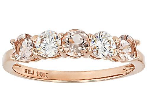 Pre-Owned 0.56ctw Cor-De-Rosa Morganite™ With 0.68ctw Strontium Titanate 10k Rose Gold Ring - Size 6