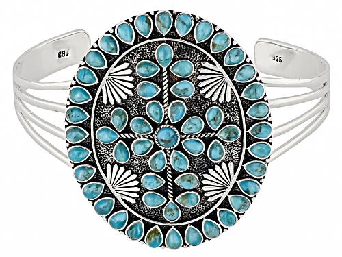 Pre-Owned Southwest Style by JTV™ Blue Turquoise Sterling Silver Cuff Bracelet