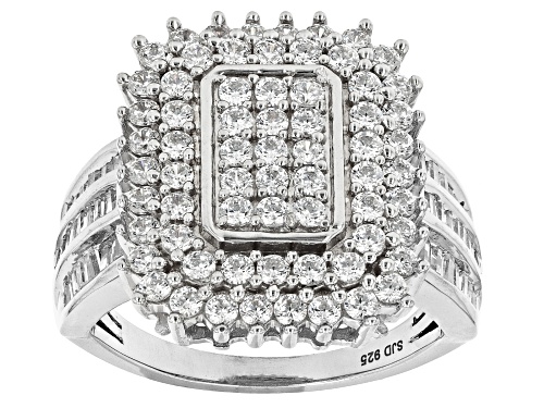 Pre-Owned Bella Luce® 3.50ctw White Diamond Simulant Platinum Over Sterling Silver Ring - Size 5