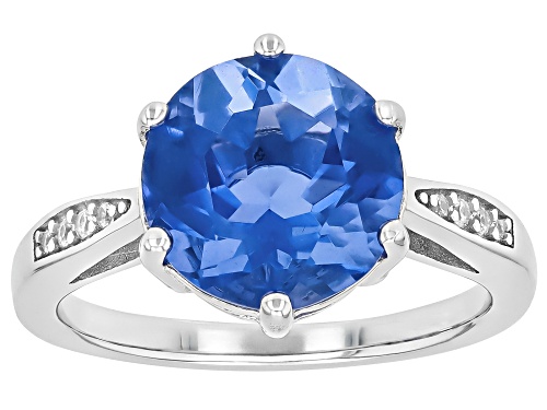 Pre-Owned 4.25ct Blue Color Change Fluorite with 0.05ctw White Zircon Rhodium Over Sterling Silver R - Size 7