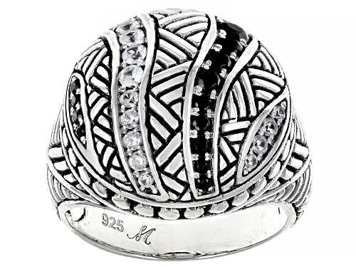 Pre-Owned Artisan Collection of Bali™ 0.34ctw Black Spinel & White Zircon Sterling Silver Ring - Size 7