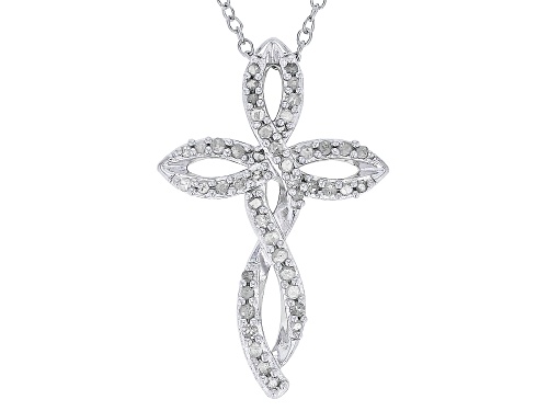 Pre-Owned 0.25ctw Round White Diamond Rhodium Over Sterling Silver Cross Slide Pendant With 18" Cabl