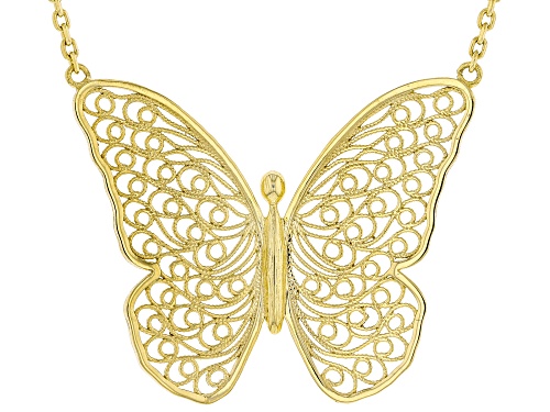 Pre-Owned Artisan Collection of Turkey™ 18K Yellow Gold Over Sterling Silver Butterfly Necklace - Size 18