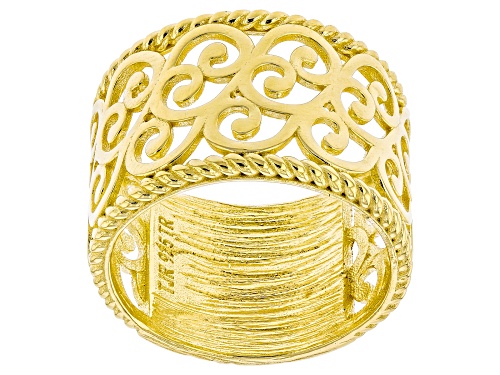 Pre-Owned Artisan Collection of Turkey™ 18K Yellow Gold Over Sterling Silver Textured Band Ring - Size 7