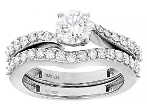 Pre-Owned MOISSANITE FIRE® 1.52CTW DEW ROUND BRILLIANT PLATINEVE® RING AND BAND - Size 9