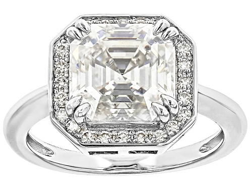 Pre-Owned MOISSANITE FIRE® 4.16CTW DEW ASSCHER CUT & ROUND BRILLIANT PLATINEVE® RING - Size 9