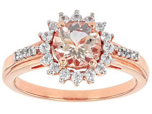 Pre-Owned 0.83ct Morganite With 0.50ctw White Zircon 18k Rose Gold Over Sterling Silver Ring - Size 7
