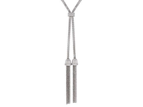 Pre-Owned Judith Ripka 1.17ctw Bella Luce® Rhodium Over Silver 24" Popcorn Chain Verona Tassel Neckl - Size 24