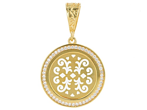 Pre-Owned Artisan Collection of Turkey™ 0.52ctw Diamond Simulant Swirl Design 18k Gold Over Silver P