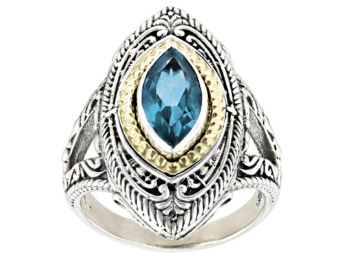 Pre-Owned Artisan Collection of Bali™  1.91ct Blue Topaz Sterling Silver & 18K Gold Accent Ring - Size 9
