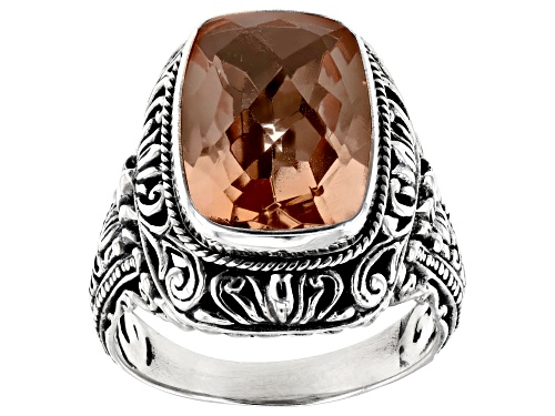 Pre-Owned Artisan Collection of Bali™ 5.10ct Morganite Color Quartz Doublet Sterling Silver Ring - Size 7