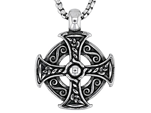 Pre-Owned Artisan Collection of Ireland™ Stainless Steel Celtic Cross Pendant With Chain