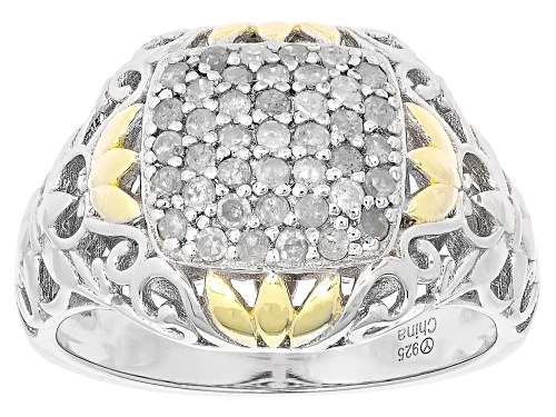 Pre-Owned 0.40ctw Round White Diamond Rhodium And 14k Yellow Gold Over Sterling Silver Cluster Ring - Size 6