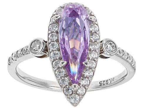 Pre-Owned Charles Winston For Bella Luce® 3.69ctw Lavender & White Diamond Simulants Rhodium Over Si - Size 9