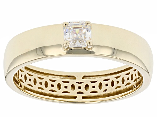 Pre-Owned .35ct Round Strontium Titanate 10K Yellow Gold Mens Ring - Size 8