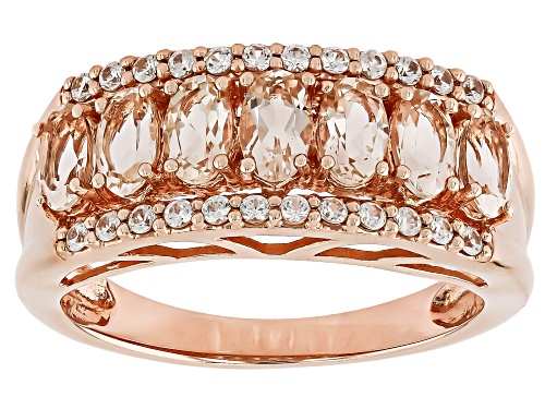Pre-Owned 1.40ctw Morganite with 0.43ctw White Zircon 14k Rose Gold Over Sterling Silver Ring - Size 7