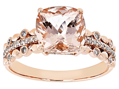 Pre-Owned 2.55ct Cor-De-Rosa Morganite (TM) and 0.12ctw White Diamond 10k Rose Gold Ring - Size 11