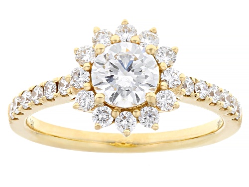 Pre-Owned Prazana® Lab-Grown Diamonds 1.36ctw White Diamond 14k Yellow Gold Halo Ring, H SI - Size 8