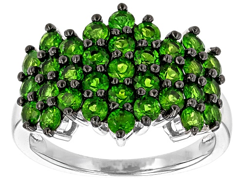Pre-Owned 2.05ctw Round Chrome Diopside Rhodium Over Sterling Silver Ring - Size 10