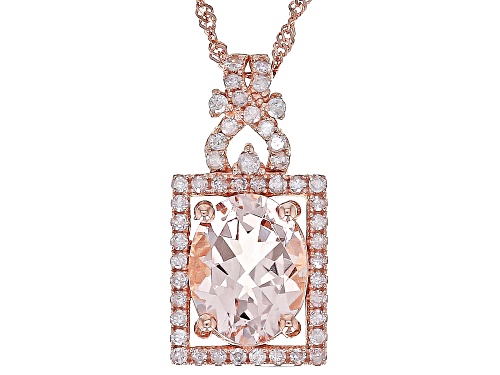 Pre-Owned 1.41ct Cor-De-Rosa Morganite (TM) With 0.21ctw White Diamond 14k Rose Gold Pendant with Ch