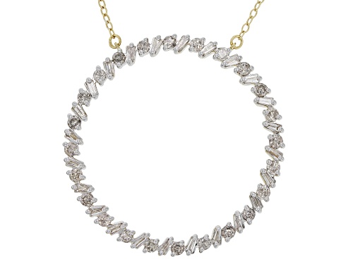 Pre-Owned 1.00ctw Round And Baguette Diamond 10k Yellow Gold Circle Necklace - Size 17