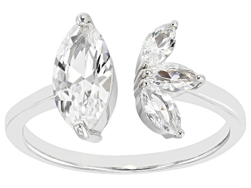 Pre-Owned 1.44ctw Marquise Lab Created White Sapphire Rhodium Over Sterling Silver Ring - Size 9