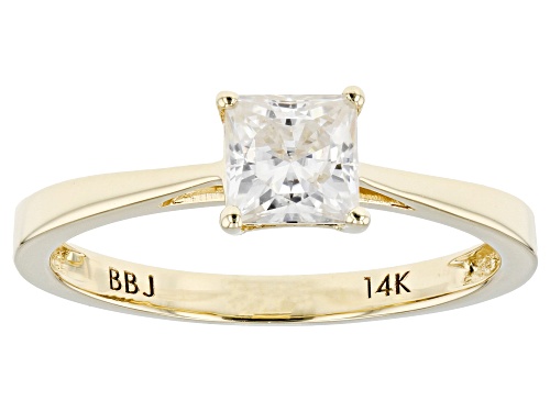 Pre-Owned MOISSANITE FIRE(R) .80CT DEW SQUARE BRILLIANT CUT 14K YELLOW GOLD RING - Size 8