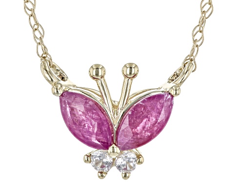 Photo of Pre-Owned 0.34 Red Ruby With 0.03ctw White Zircon 10k Yellow Gold Children's Necklace - Size 12