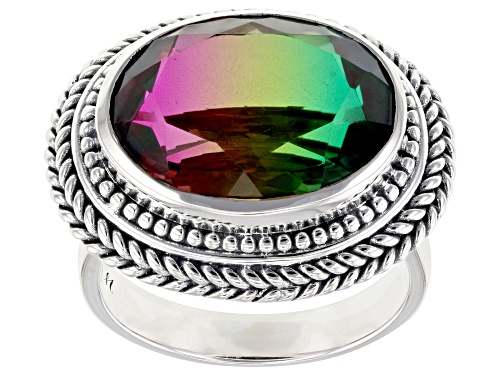 Pre-Owned Artisan Collection of Bali™ 8.20ct Watermelon Quartz Triplet Sterling Silver Ring - Size 7