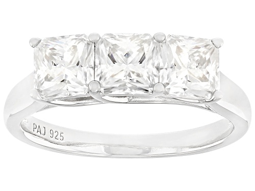 Pre-Owned MOISSANITE FIRE® 2.19CTW DEW PRINCESS CUT PLATINEVE® THREE STONE RING - Size 6
