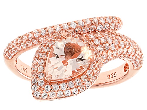 Pre-Owned 0.70ct Peach Morganite With 1.00ctw White Zircon 18k Rose Gold Over Sterling Silver Ring - Size 10