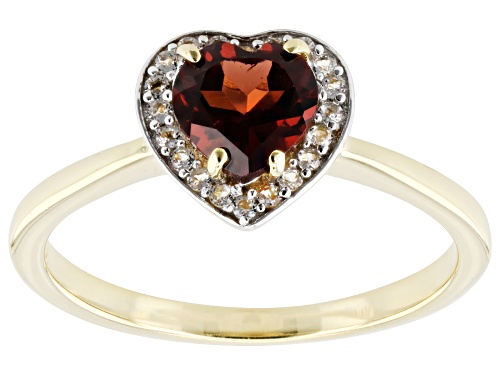 Pre-Owned 0.86ct Vermelho Garnet™ With 0.13ctw White Topaz 18k Yellow Gold Over Sterling Silver Ring - Size 10