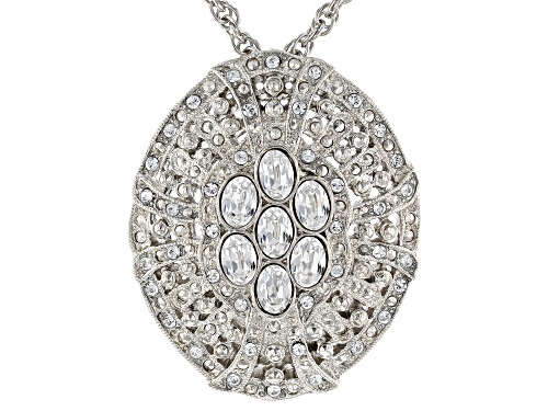 Pre-Owned 1928 Jewelry® Oval White Crystal Silver-Tone Necklace - Size 16