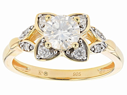 Pre-Owned MOISSANITE FIRE® .96CTW DEW ROUND 14K YELLOW GOLD OVER STERLING SILVER RING - Size 9