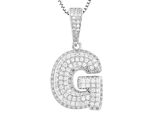 Pre-Owned Bella Luce® 1.83ctw White Diamond Simulant Rhodium Over Sterling Silver "G" Initial Bubble