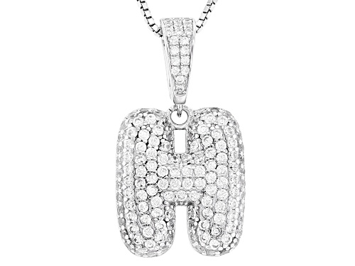 Pre-Owned Bella Luce® 2.07ctw White Diamond Simulant Rhodium Over Sterling Silver "H" Initial Bubble
