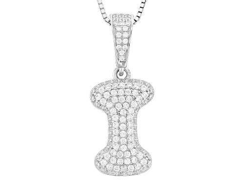 Pre-Owned Bella Luce® 1.38ctw White Diamond Simulant Rhodium Over Sterling Silver "I" Initial Bubble