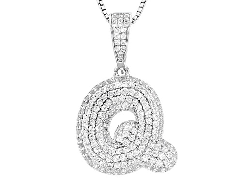Pre-Owned Bella Luce® 2.05ctw White Diamond Simulant Rhodium Over Sterling Silver "Q" Initial Bubble