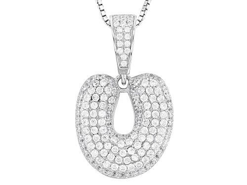 Pre-Owned Bella Luce® 1.80ctw White Diamond Simulant Rhodium Over Sterling Silver "U" Initial Bubble