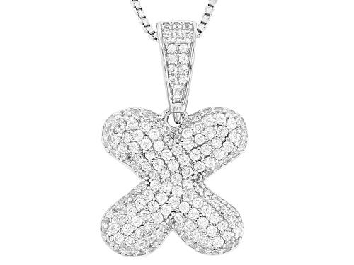 Pre-Owned Bella Luce® 1.77ctw White Diamond Simulant Rhodium Over Sterling Silver "X" Initial Bubble