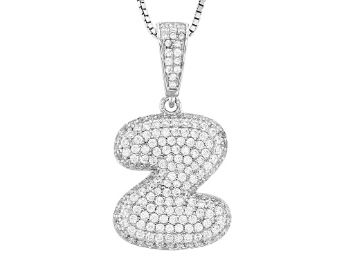 Pre-Owned Bella Luce® 2.14ctw White Diamond Simulant Rhodium Over Sterling Silver "Z" Initial Bubble