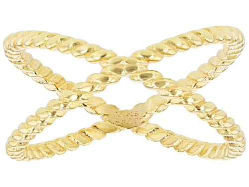 Pre-Owned 18k Yellow Gold Over Sterling Silver Crossover Ring - Size 7