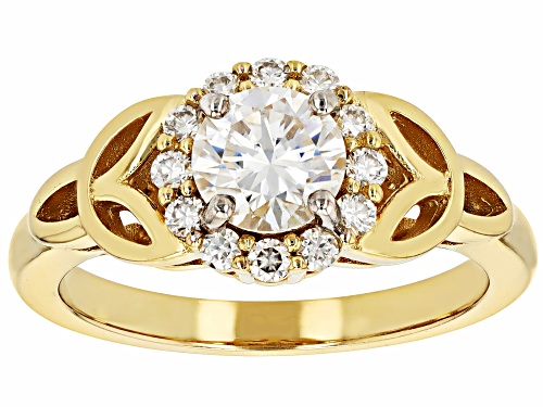 Pre-Owned MOISSANITE FIRE®  1.04CTW DEW ROUND BRILLIANT 14K YELLOW GOLD OVER SILVER RING - Size 9