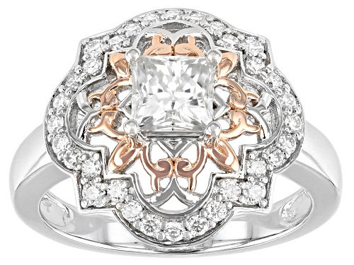 Pre-Owned MOISSANITE FIRE(R) 1.16CTW DEW PLATINEVE(R) AND 14K ROSE GOLD ACCENT OVER PLATINEVE(R) RIN - Size 6