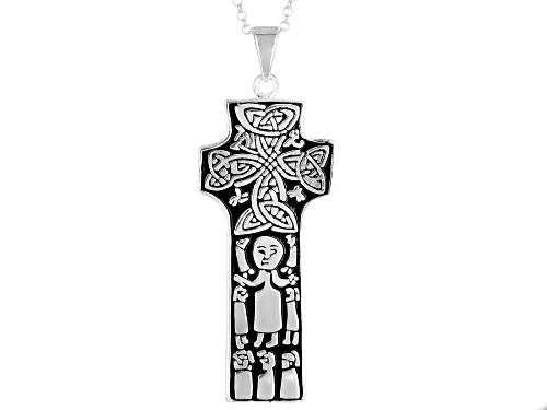 Pre-Owned Artisan Collection Of Ireland™ St. Patrick Celtic Cross Sterling Silver Pendant With 24" C